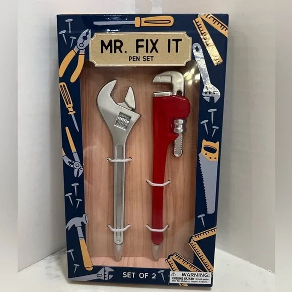 Mr. Fix It Pen Set - Silver and Red 👷🔧📏 - Picture 3 of 4